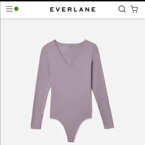Everlane The Long-Sleeve V-Neck Bodysuit Thong Size M Dusty Lavender